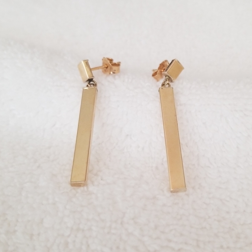 14kt gold hollow bar earings